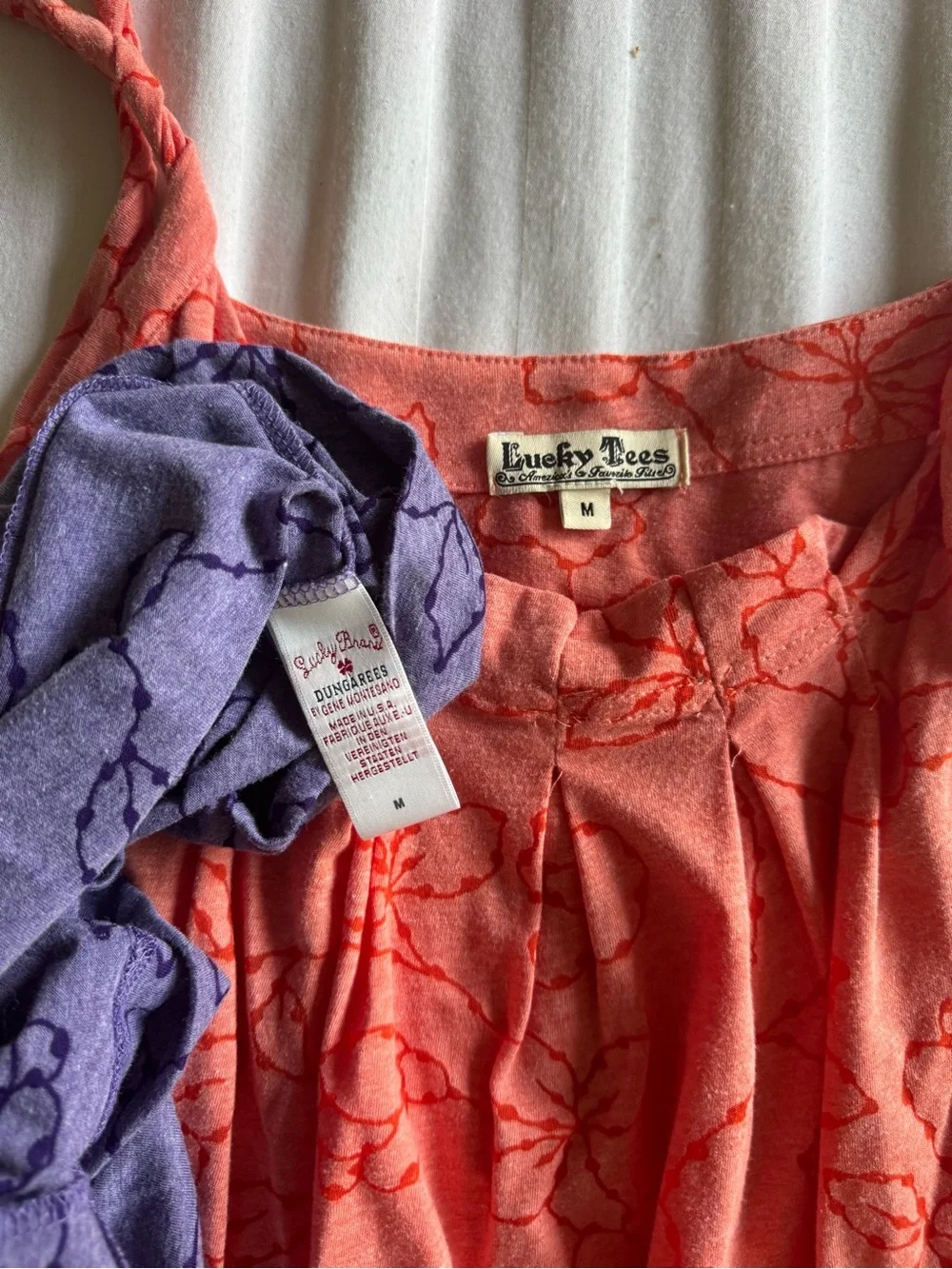 Lucky Brand set of 2 Floral Print Spaghetti Strap Tank Tops Coral & Lavender M - Picture 6 of 7